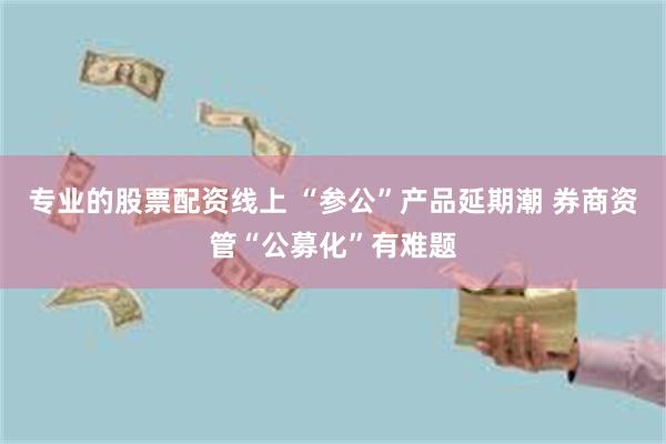 专业的股票配资线上 “参公”产品延期潮 券商资管“公募化”有难题