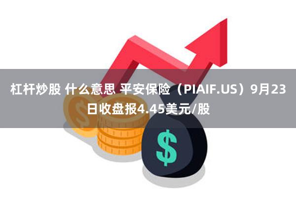 杠杆炒股 什么意思 平安保险（PIAIF.US）9月23日收盘报4.45美元/股