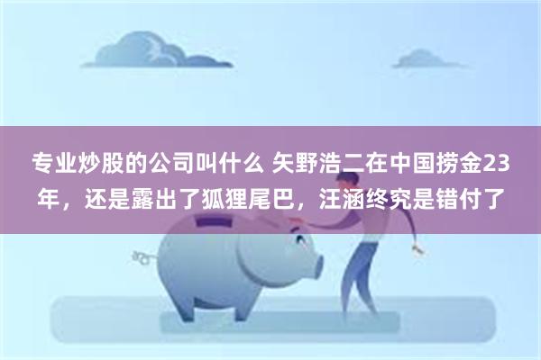 专业炒股的公司叫什么 矢野浩二在中国捞金23年，还是露出了狐狸尾巴，汪涵终究是错付了