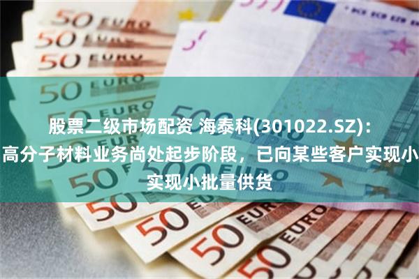 股票二级市场配资 海泰科(301022.SZ)：目前公司高分子材料业务尚处起步阶段，已向某些客户实现小批量供货